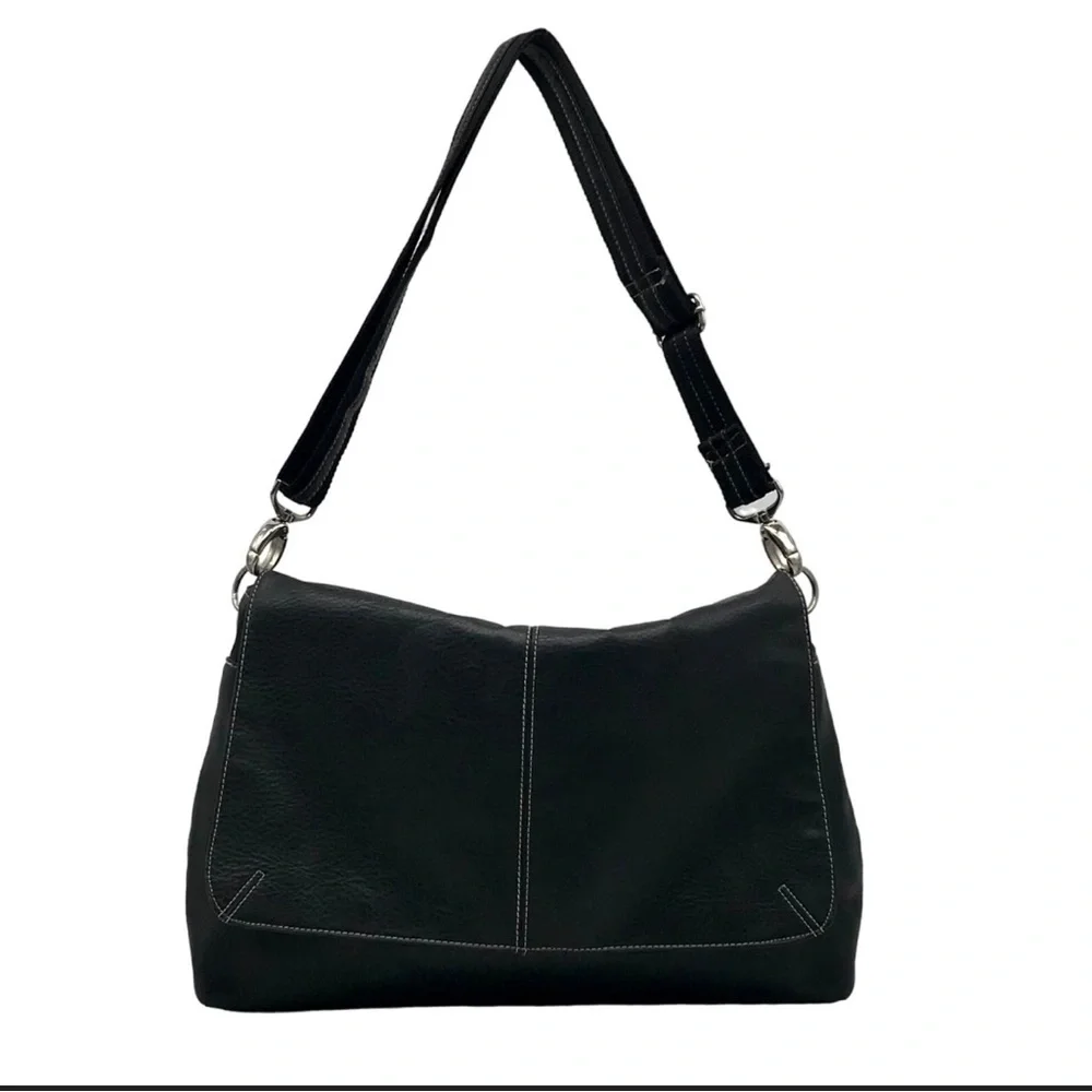 Tommy Hilfiger Vintage Cross Body Black Suade Messenger Bag